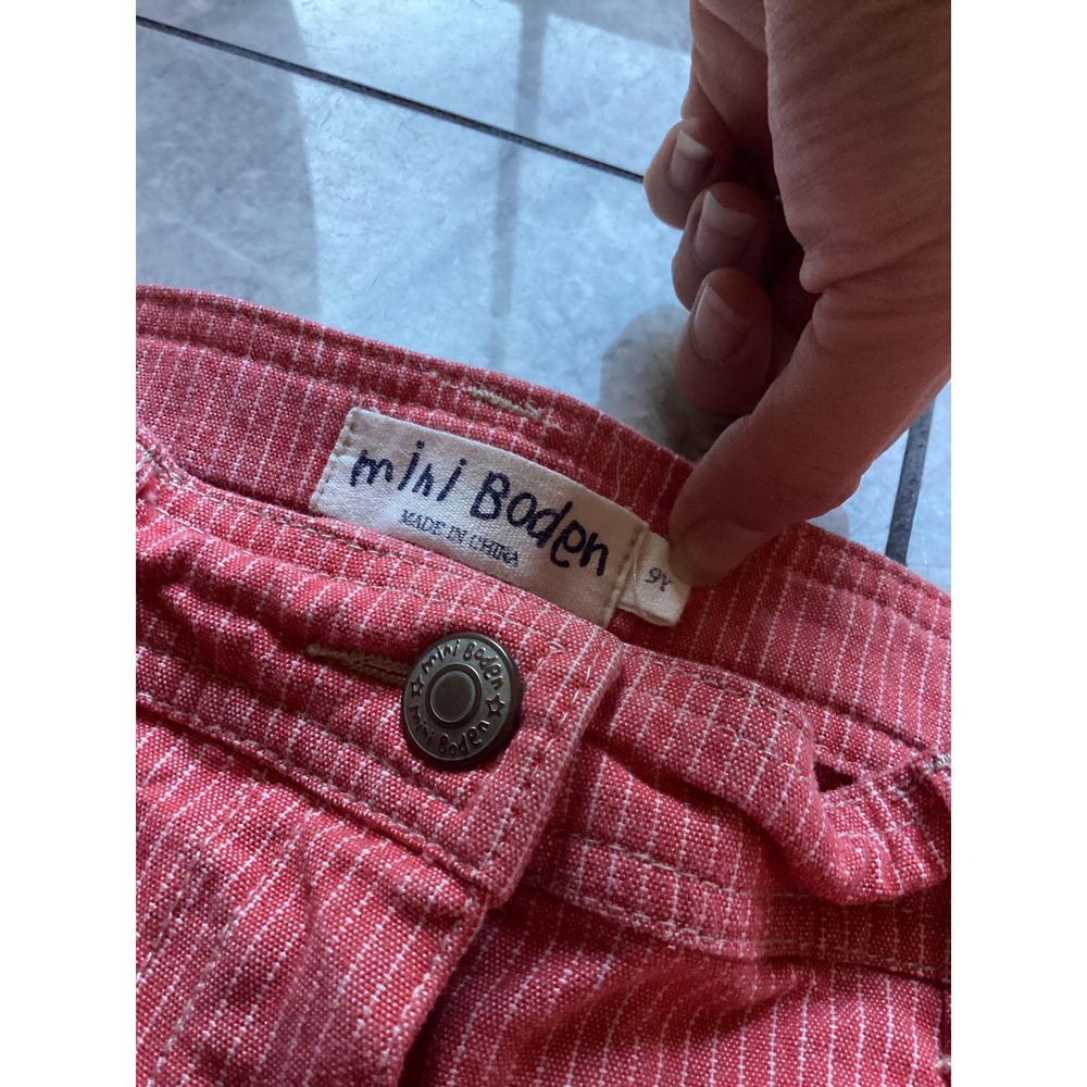 Mini Boden Girls Red White Pinstripe Heart Pocket Shorts Size 9Y 32467 - Picture 2 of 6